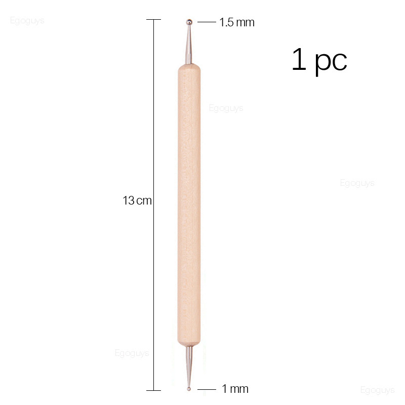 1 vnt. Dviejų galvučių medinis taškinis rašiklis cirkonio brangakmeniai, krištolo rinkiklis, nagų dailė UV gelio dažymas, įspaudimas Dotter manikiūras "pasidaryk pats" taškinis įrankis