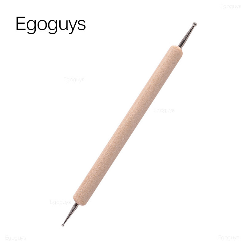 1 vnt. Dviejų galvučių medinis taškinis rašiklis cirkonio brangakmeniai, krištolo rinkiklis, nagų dailė UV gelio dažymas, įspaudimas Dotter manikiūras "pasidaryk pats" taškinis įrankis