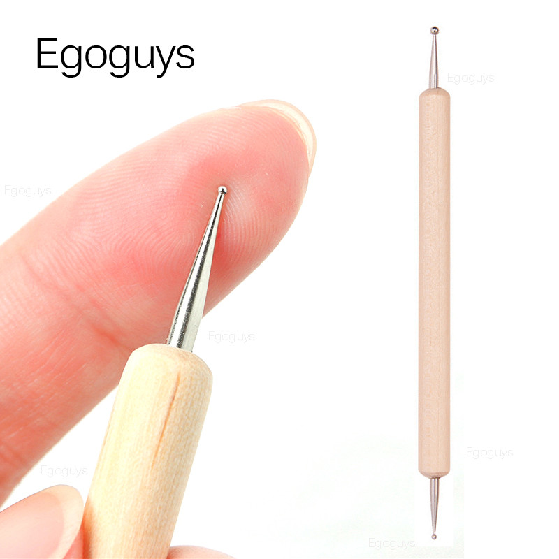 1 vnt. Dviejų galvučių medinis taškinis rašiklis cirkonio brangakmeniai, krištolo rinkiklis, nagų dailė UV gelio dažymas, įspaudimas Dotter manikiūras "pasidaryk pats" taškinis įrankis