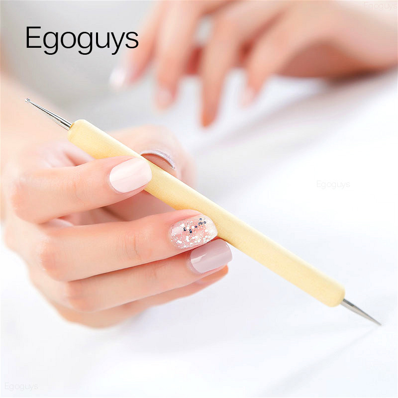 1 vnt. Dviejų galvučių medinis taškinis rašiklis cirkonio brangakmeniai, krištolo rinkiklis, nagų dailė UV gelio dažymas, įspaudimas Dotter manikiūras "pasidaryk pats" taškinis įrankis