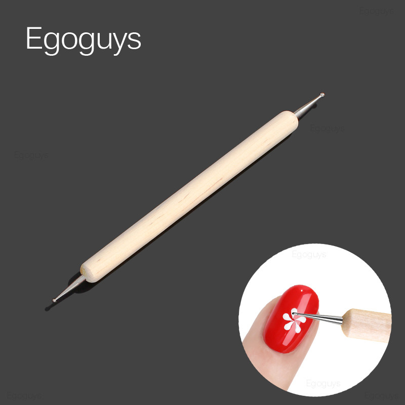 1 vnt. Dviejų galvučių medinis taškinis rašiklis cirkonio brangakmeniai, krištolo rinkiklis, nagų dailė UV gelio dažymas, įspaudimas Dotter manikiūras "pasidaryk pats" taškinis įrankis