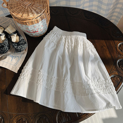 Korejiešu meitenes retro kokvilnas svārki 2024. gada pavasara/vasaras modes pussvārki, bērnu gadījuma princeses svārki, elastīga jostasvieta.