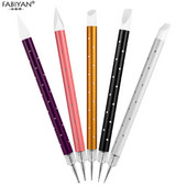 Manikűr eszközök köröm ecset pontozó toll strassz szilikon akril 5db faragó szobor