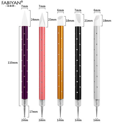 Manikűr eszközök köröm ecset pontozó toll strassz szilikon akril 5db faragó szobor