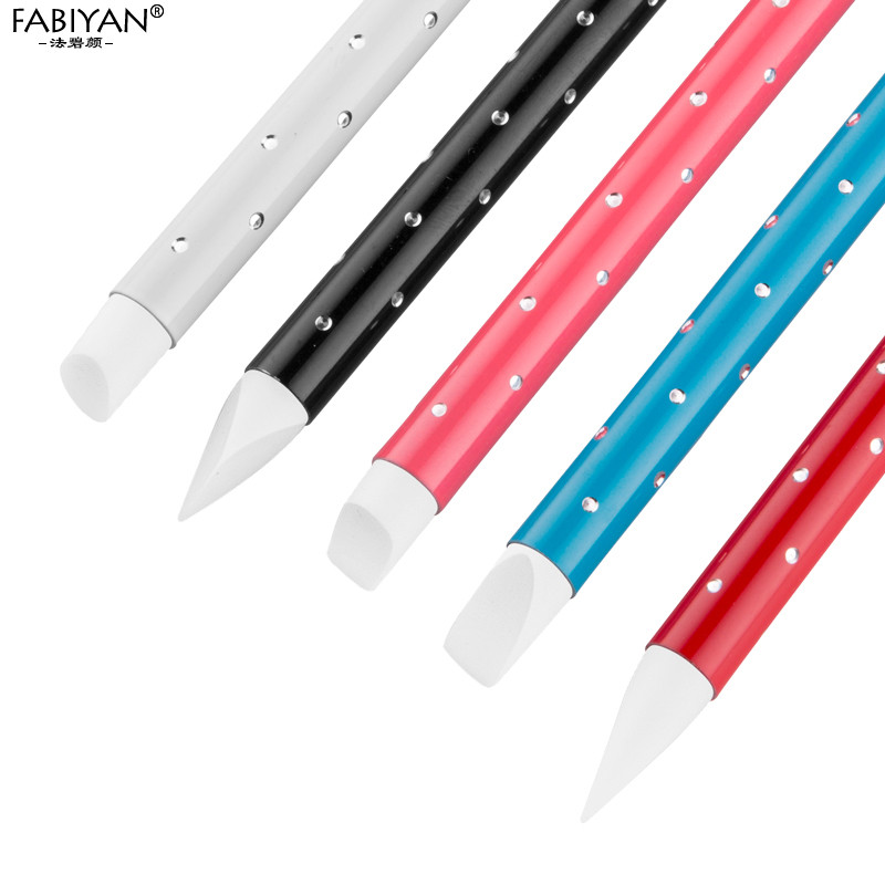 Manikűr eszközök köröm ecset pontozó toll strassz szilikon akril 5db faragó szobor