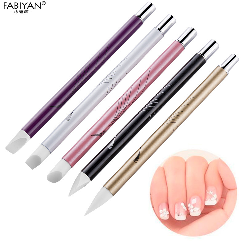 Manikűr eszközök köröm ecset pontozó toll strassz szilikon akril 5db faragó szobor