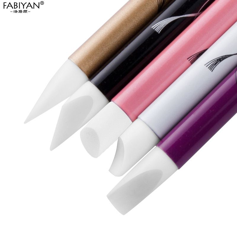 Manikűr eszközök köröm ecset pontozó toll strassz szilikon akril 5db faragó szobor