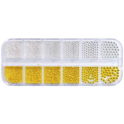 Zlatni metalni ukrasi za nitne 12 stilova/kutija zakovica s perlama u obliku mjeseca i sunca metalik 3D privjesak za nokte Zlatna i srebrna zakovica za dodatke za nail art