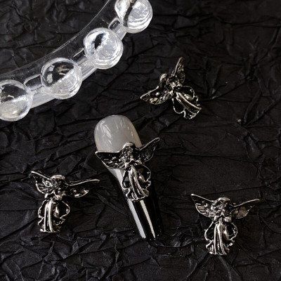 10 komada Gothic Punk Style Nail Art Charms Antikno srebrna legura Isusov katolički križ Dodaci Devilski anđeoski ukrasi za nokte