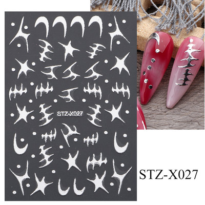 Metāla līnijas nagu uzlīmes 3D sudraba zelta ērkšķi vīnogulāju līknes svītru līnijas lentes virpuļslīdņi manikīra līmējošas gēla nagu mākslas uzlīmes