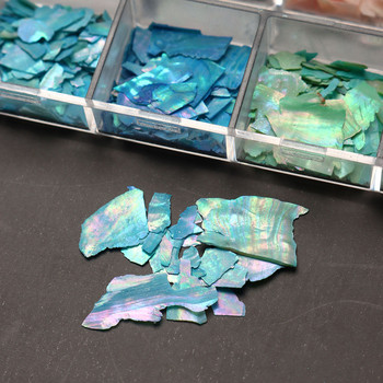 12 решетки Abalone Sea Shell за нокти Холографско огледало Nail Art Glitter Flakes Rainbow Mermaid Неправилни пайети Маникюр Декор