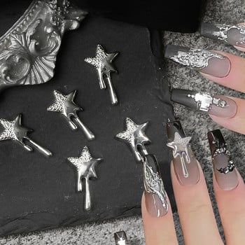 10 бр./чанта Материал злато сребърна звезда във формата на пеперуда за нокти със стрази Смесени 3D декорации за нокти Направи си сам Nail Art Charms Аксесоари