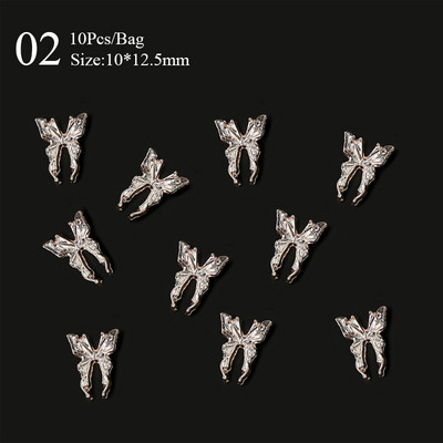 10 gab./maisiņa materiāls Zelta Sudraba Zvaigzne tauriņa formas Nagu Rhinestone Jaukti 3D Nagu rotājumi DIY nagu mākslas piekariņi Aksesuāri