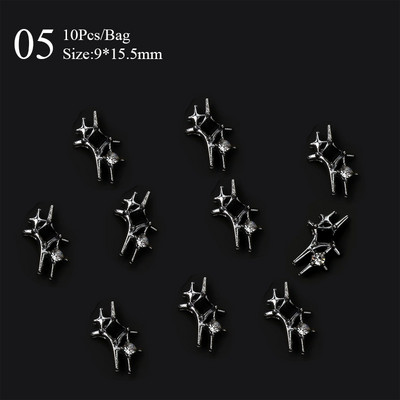 10 gab./maisiņa materiāls Zelta Sudraba Zvaigzne tauriņa formas Nagu Rhinestone Jaukti 3D Nagu rotājumi DIY nagu mākslas piekariņi Aksesuāri
