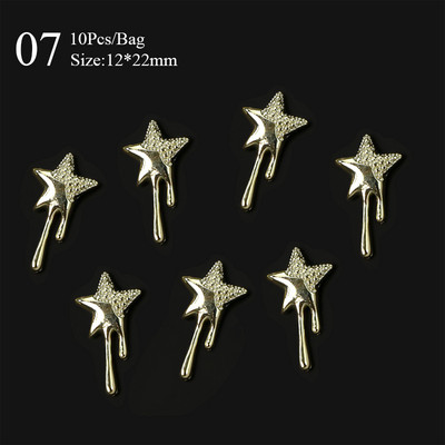 10 gab./maisiņa materiāls Zelta Sudraba Zvaigzne tauriņa formas Nagu Rhinestone Jaukti 3D Nagu rotājumi DIY nagu mākslas piekariņi Aksesuāri