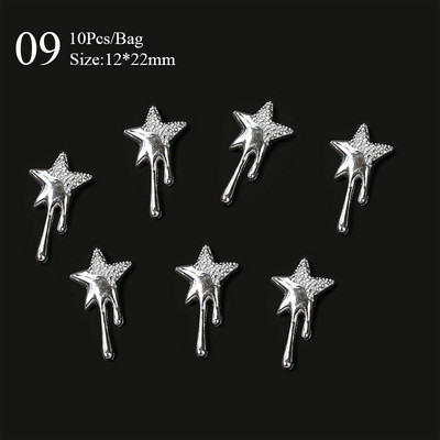 10 gab./maisiņa materiāls Zelta Sudraba Zvaigzne tauriņa formas Nagu Rhinestone Jaukti 3D Nagu rotājumi DIY nagu mākslas piekariņi Aksesuāri