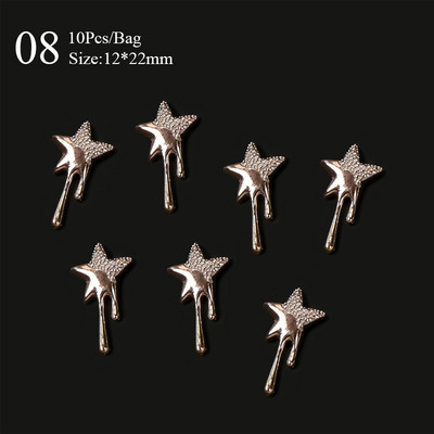 10 gab./maisiņa materiāls Zelta Sudraba Zvaigzne tauriņa formas Nagu Rhinestone Jaukti 3D Nagu rotājumi DIY nagu mākslas piekariņi Aksesuāri