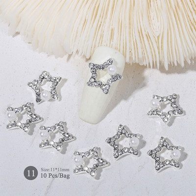 10 gab./maisiņa materiāls Zelta Sudraba Zvaigzne tauriņa formas Nagu Rhinestone Jaukti 3D Nagu rotājumi DIY nagu mākslas piekariņi Aksesuāri