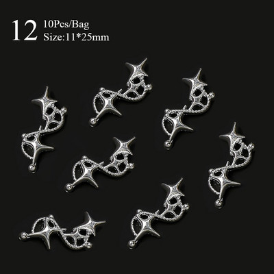 10 gab./maisiņa materiāls Zelta Sudraba Zvaigzne tauriņa formas Nagu Rhinestone Jaukti 3D Nagu rotājumi DIY nagu mākslas piekariņi Aksesuāri