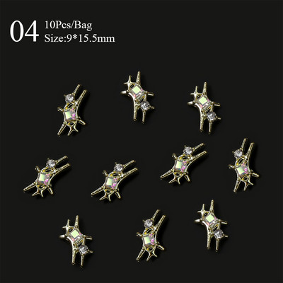 10 gab./maisiņa materiāls Zelta Sudraba Zvaigzne tauriņa formas Nagu Rhinestone Jaukti 3D Nagu rotājumi DIY nagu mākslas piekariņi Aksesuāri