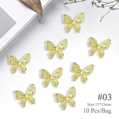 10 gab./maisiņa materiāls Zelta Sudraba Zvaigzne tauriņa formas Nagu Rhinestone Jaukti 3D Nagu rotājumi DIY nagu mākslas piekariņi Aksesuāri