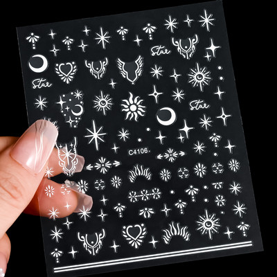 1PC Y2K Satr naljepnica za nokte Pentagram/Križ Zvijezde Dizajn noktiju Samoljepljiva za žene Djevojke Luksuzni ukrasi za manikuru 8*10cm#