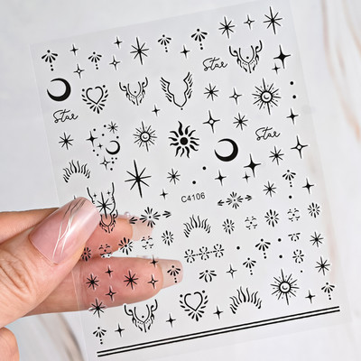 1PC Y2K Satr naljepnica za nokte Pentagram/Križ Zvijezde Dizajn noktiju Samoljepljiva za žene Djevojke Luksuzni ukrasi za manikuru 8*10cm#