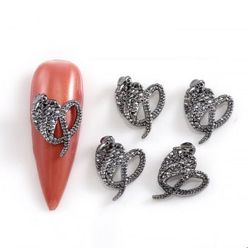 10 бр Хелоуин Ретро тъмен стил Талисмани за нокти 3D сплав Сърце Аксесоари за нокти Кръст Череп Паяк Змия Скъпоценни камъни Страшни части за нокти
