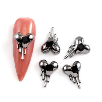 10Gb Helovīna retro tumšā stila nagu piekariņi 3D sakausējuma sirds nagu mākslas aksesuāri Cross Skull zirnekļa čūskas dārgakmeņi biedējošās nagu daļas