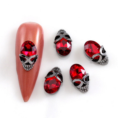 10Gb Helovīna retro tumšā stila nagu piekariņi 3D sakausējuma sirds nagu mākslas aksesuāri Cross Skull zirnekļa čūskas dārgakmeņi biedējošās nagu daļas