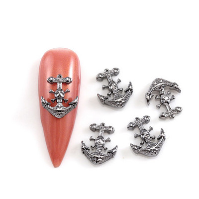 10Gb Helovīna retro tumšā stila nagu piekariņi 3D sakausējuma sirds nagu mākslas aksesuāri Cross Skull zirnekļa čūskas dārgakmeņi biedējošās nagu daļas