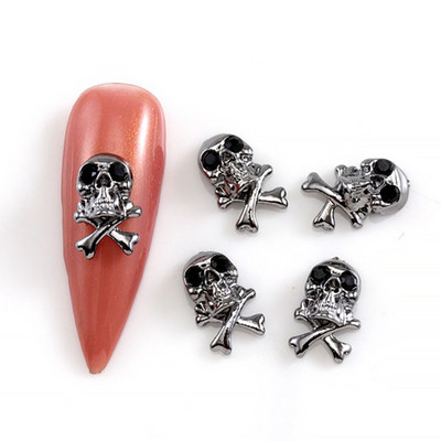 10Gb Helovīna retro tumšā stila nagu piekariņi 3D sakausējuma sirds nagu mākslas aksesuāri Cross Skull zirnekļa čūskas dārgakmeņi biedējošās nagu daļas