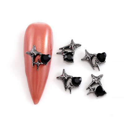 10Gb Helovīna retro tumšā stila nagu piekariņi 3D sakausējuma sirds nagu mākslas aksesuāri Cross Skull zirnekļa čūskas dārgakmeņi biedējošās nagu daļas