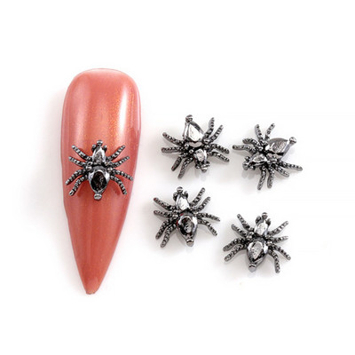 10Gb Helovīna retro tumšā stila nagu piekariņi 3D sakausējuma sirds nagu mākslas aksesuāri Cross Skull zirnekļa čūskas dārgakmeņi biedējošās nagu daļas