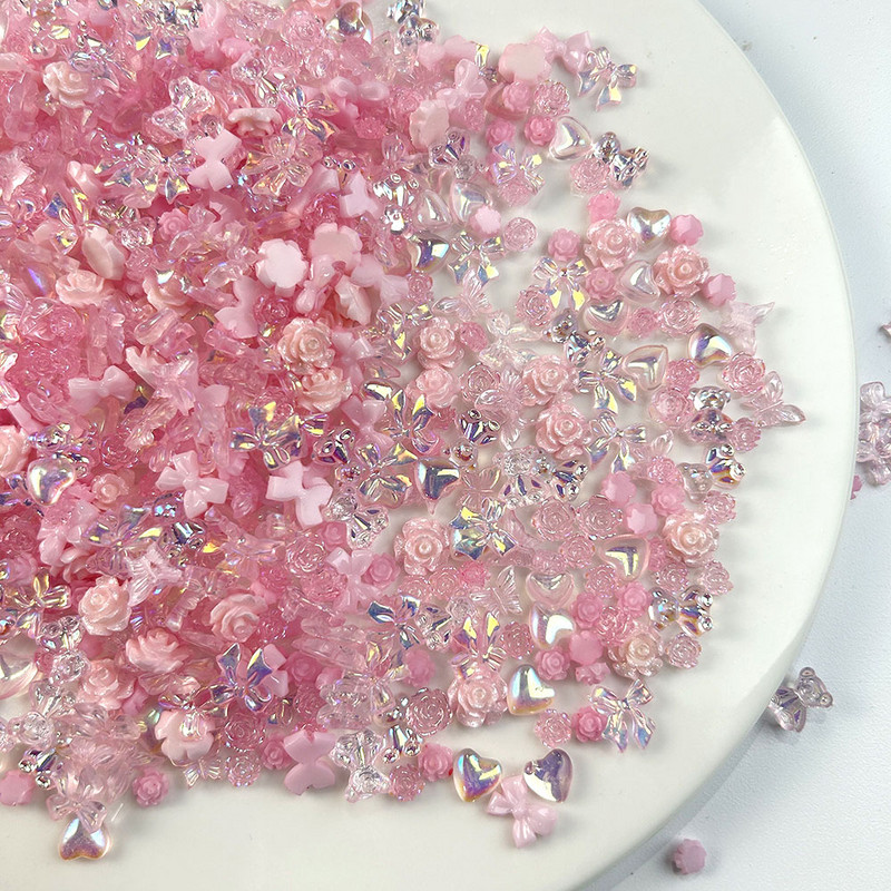 600gb. Zieds/Sirds/Tauriņš/Lācis/Rinestone jaukti nagu rotājumi nejauši iepakoti cute Bowknow mīlestības karikatūras piekariņi lielapjoma cena