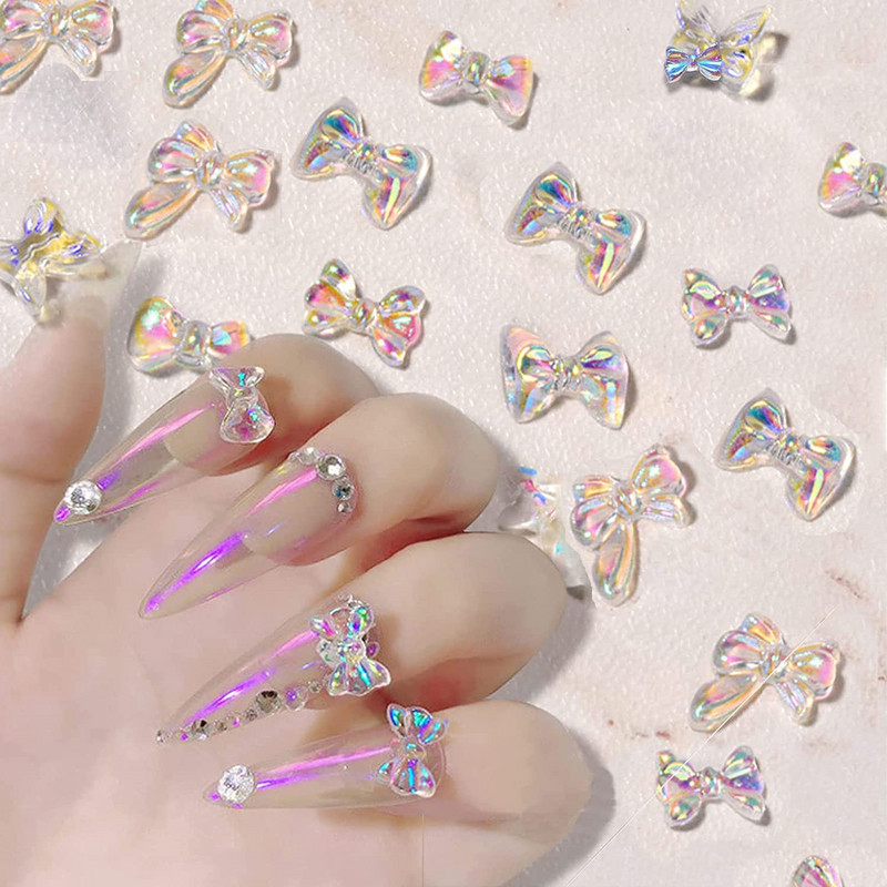 100 gab 3D Aurora Butterfly Bear Deer Pearl Mix Box Profesionālie aksesuāri DIY nagu dizains