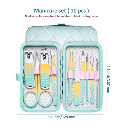 Gradienta krāsas 7-18gab Manikīra komplekts Pedikīra komplekti Nagu griezējs Nerūsējošais tērauds Profesionāli nagu griezējinstrumenti Ceļojumu futrāļu komplekts