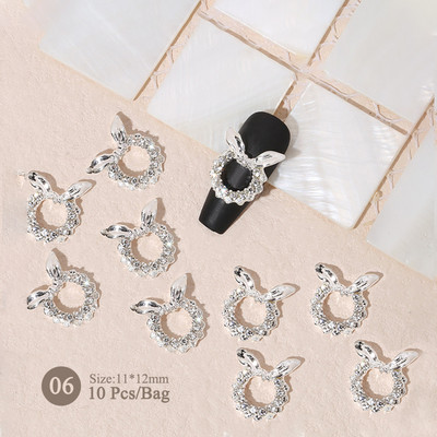 10 gab. Lentes Sveķu Bowknot Spīdīgas Nagu daļas Sakausējums Sirds Rhinestone Butterfly Nagu piekariņi nagu dekorēšanai Piederumi Izejmateriāli
