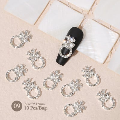 10 gab. Lentes Sveķu Bowknot Spīdīgas Nagu daļas Sakausējums Sirds Rhinestone Butterfly Nagu piekariņi nagu dekorēšanai Piederumi Izejmateriāli