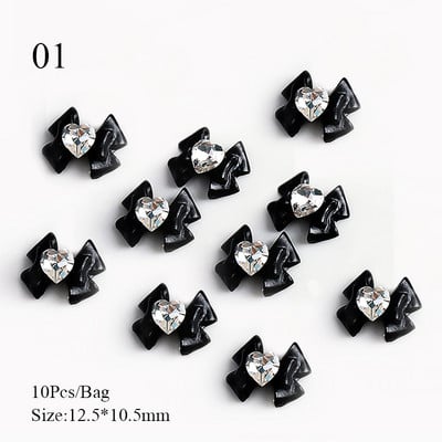 10 gab. Lentes Sveķu Bowknot Spīdīgas Nagu daļas Sakausējums Sirds Rhinestone Butterfly Nagu piekariņi nagu dekorēšanai Piederumi Izejmateriāli