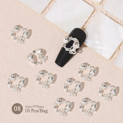 10 gab. Lentes Sveķu Bowknot Spīdīgas Nagu daļas Sakausējums Sirds Rhinestone Butterfly Nagu piekariņi nagu dekorēšanai Piederumi Izejmateriāli