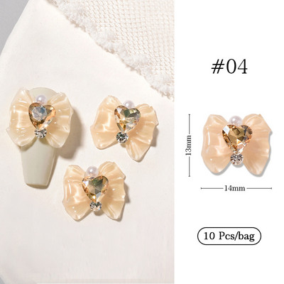 10 gab. Lentes Sveķu Bowknot Spīdīgas Nagu daļas Sakausējums Sirds Rhinestone Butterfly Nagu piekariņi nagu dekorēšanai Piederumi Izejmateriāli
