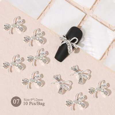 10 gab. Lentes Sveķu Bowknot Spīdīgas Nagu daļas Sakausējums Sirds Rhinestone Butterfly Nagu piekariņi nagu dekorēšanai Piederumi Izejmateriāli