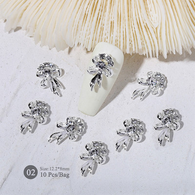 10 gab. Lentes Sveķu Bowknot Spīdīgas Nagu daļas Sakausējums Sirds Rhinestone Butterfly Nagu piekariņi nagu dekorēšanai Piederumi Izejmateriāli