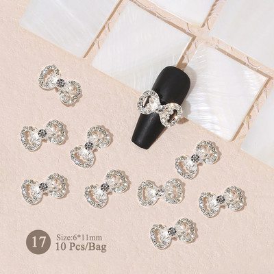 10 gab. Lentes Sveķu Bowknot Spīdīgas Nagu daļas Sakausējums Sirds Rhinestone Butterfly Nagu piekariņi nagu dekorēšanai Piederumi Izejmateriāli