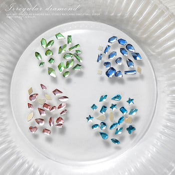 100 бр. Смесени кристали AB Nail Art кристали Flatback rhiney Стъклени камъни за нокти Скъпоценни камъни за 3D нокти Направи си сам маникюрни декорации