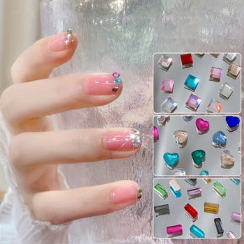 100 бр. Смесени кристали AB Nail Art кристали Flatback rhiney Стъклени камъни за нокти Скъпоценни камъни за 3D нокти Направи си сам маникюрни декорации