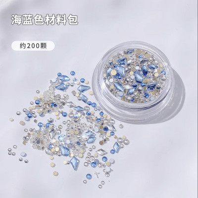 100 gab. Mixed Crystal AB Nail Art Rhinestones Flatback rhinestones Stikls Nagu akmeņi Dārgakmeņi 3D nagiem DIY Manikīra rotājumi