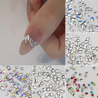 100 τμχ Μικτό κρύσταλλο AB Nail Art Rhinestones Flatback rhiney Glass Nail Stones Πολύτιμοι λίθοι για τρισδιάστατα νύχια DIY Διακοσμήσεις μανικιούρ