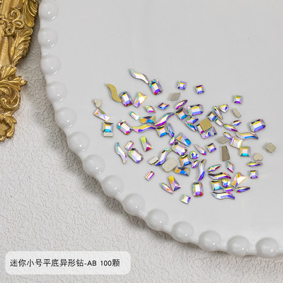 100 gab. Mixed Crystal AB Nail Art Rhinestones Flatback rhinestones Stikls Nagu akmeņi Dārgakmeņi 3D nagiem DIY Manikīra rotājumi
